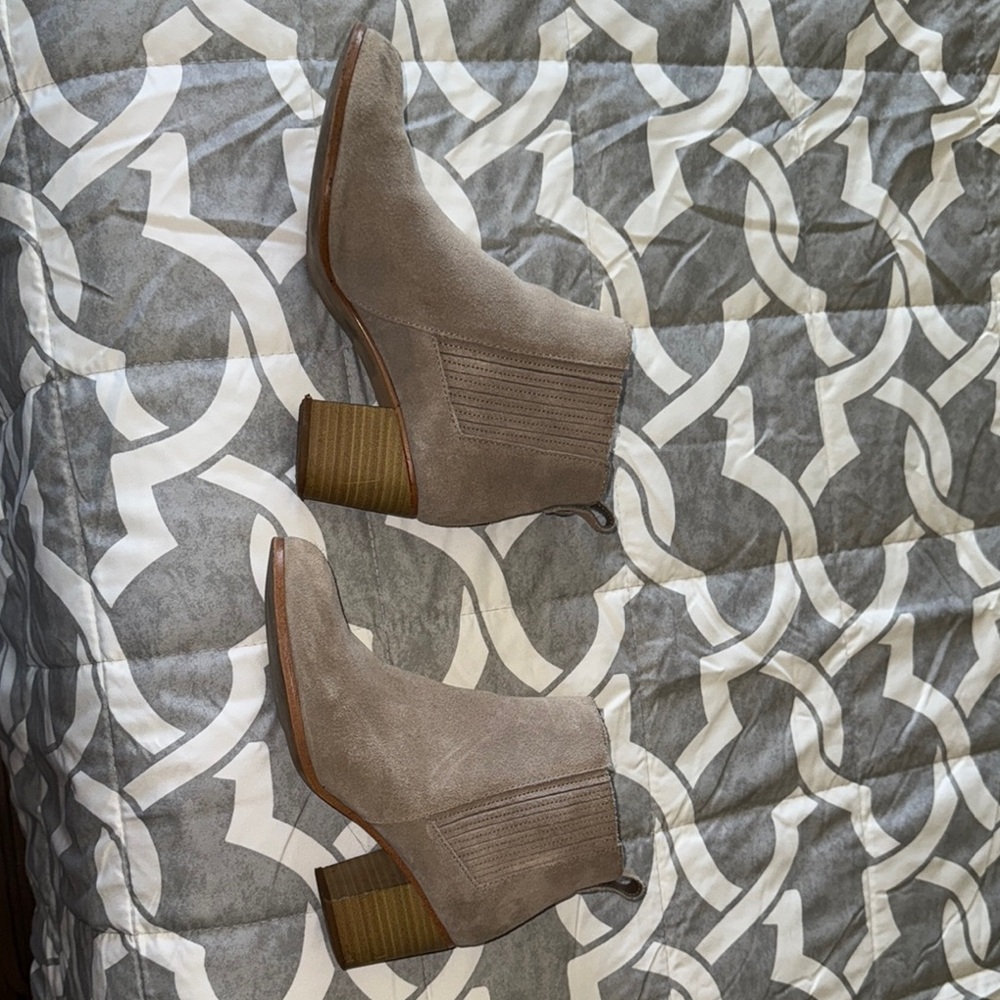 INC International Concepts Tan Ankle Booties with Stacked Heel